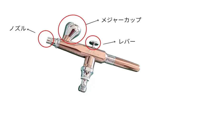 エアブラシのハンドピース図解説明