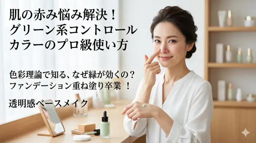 グリーン系コントロールカラーを使った赤みカバーのサムネイル画像