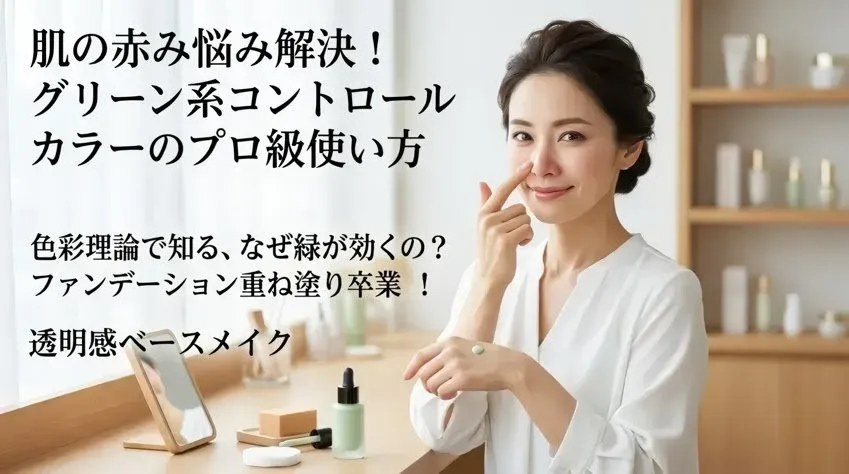 グリーン系コントロールカラーを使った赤みカバーのサムネイル画像